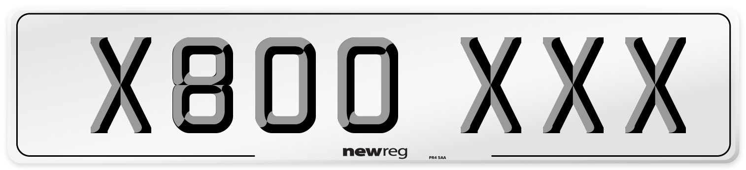 X800 XXX Number Plate from New Reg